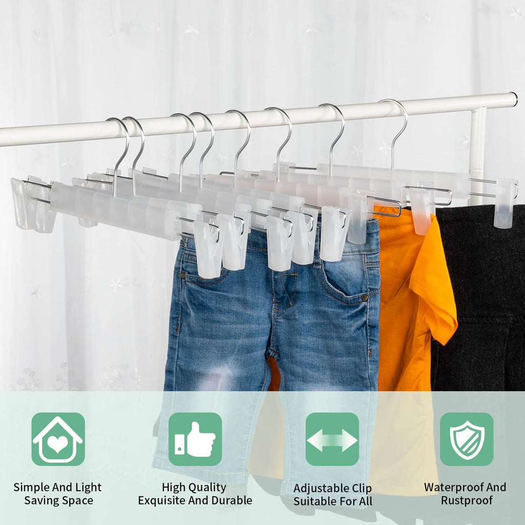 Pants Hangers with Clips, Skirt Hangers, 30 Pack, Translucent