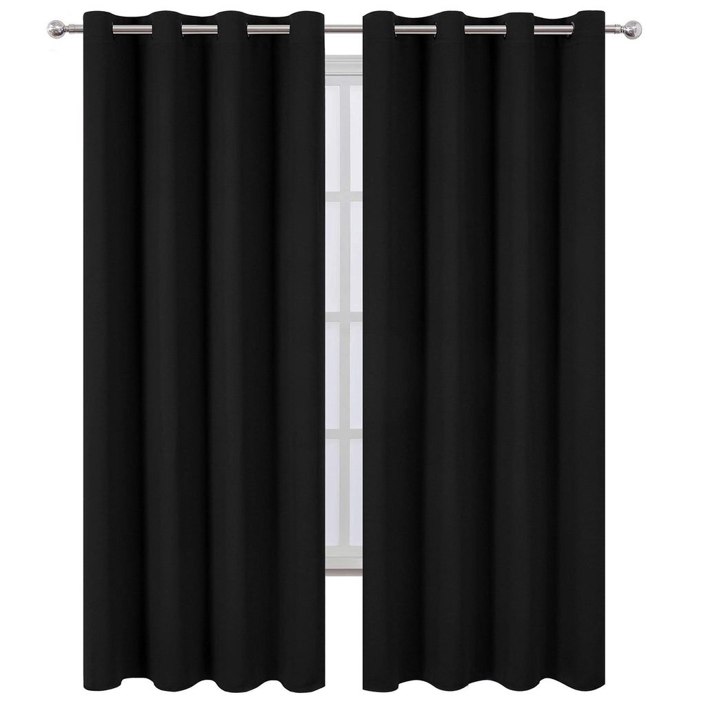 Blackout Curtains 66 x 95 inch/Black Curtains Set of 2 Panels/Thermal Insulated Room Darkening Bedroom Curtains