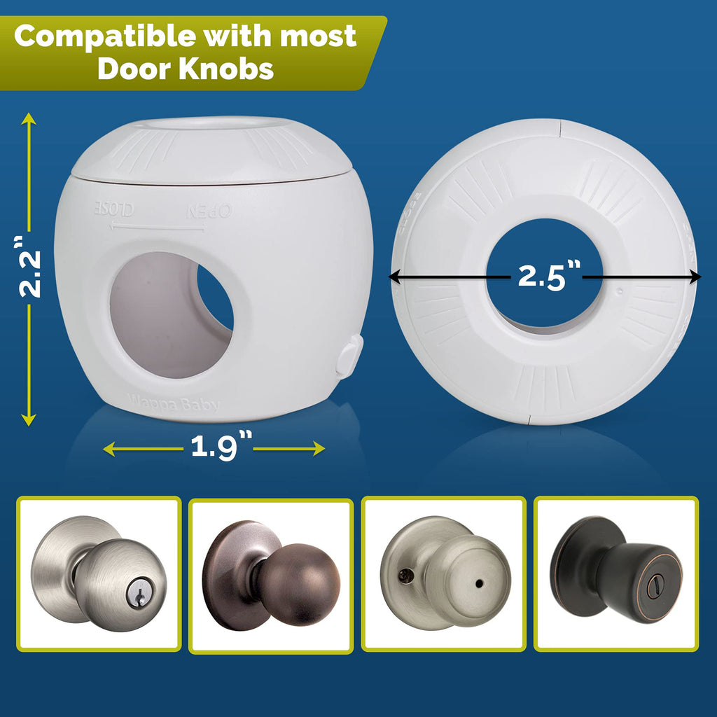 Child Safety Door Knob Cover (4 Pack) Hard-to-Remove Dual-Lock Door Handle Covers for Kids - Reusable Baby Proof Door