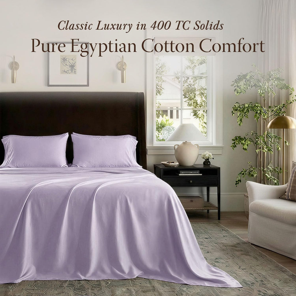 400 Thread Count Egyptian Cotton Full Sheet Set, Sateen, Lilac