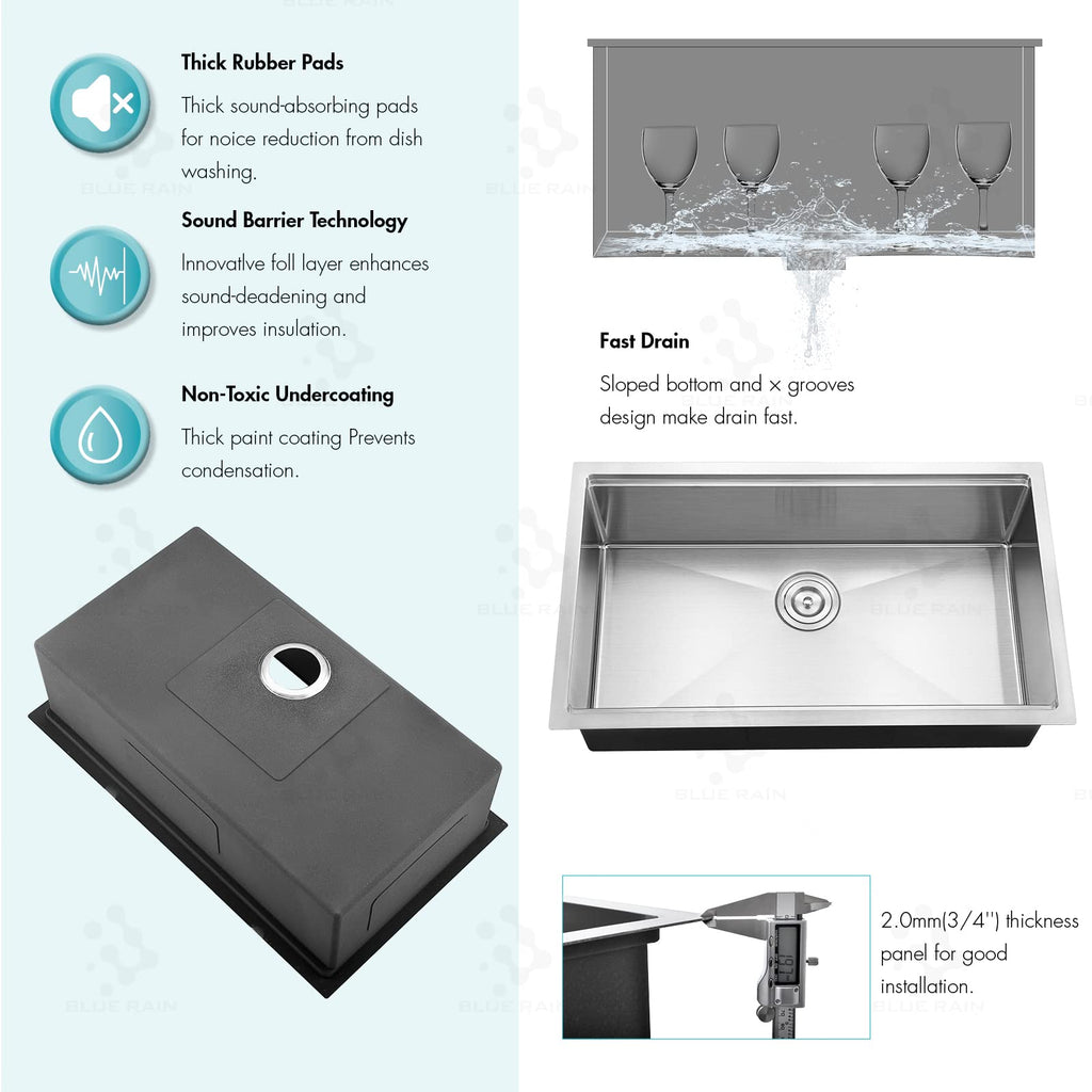 32 inch Undermount Workstation Single Bowl Kitchen Sink With Faucet