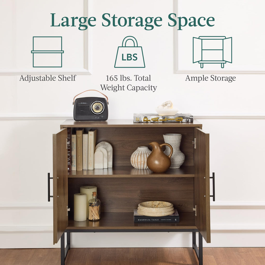 Slatted Sideboard Buffet Cabinet, Entryway Table, Accent Storage Cabinet, Console Table - Dark Brown