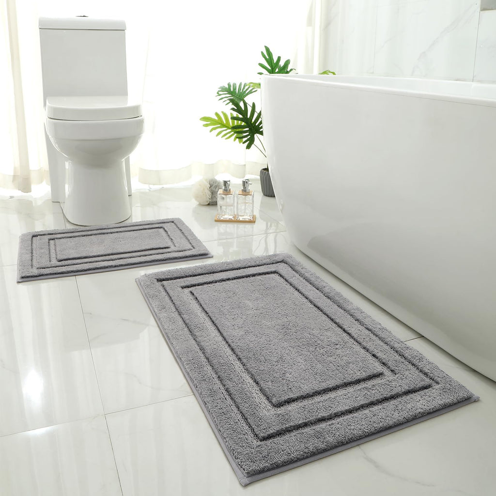 Bathroom Rugs Sets 2 Piece, Super Soft and Absorbent Non Slip Microfiber Machine Washable Bath Mat Set (20" x 32" +