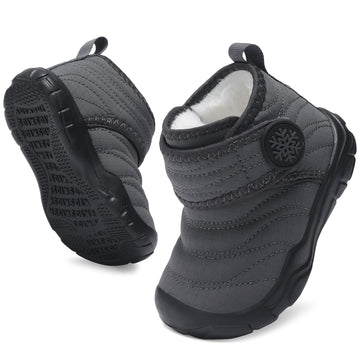 Baby Girls Boys Winter Boots Soft Bottom Non-Slip Warm Toddler Walking Shoes Infant Slippers Grey Baby