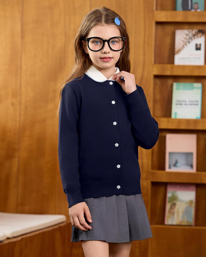 Sweater School Uniforms Toddler Long Sleeve Button Knit Solid Sweaters Tops