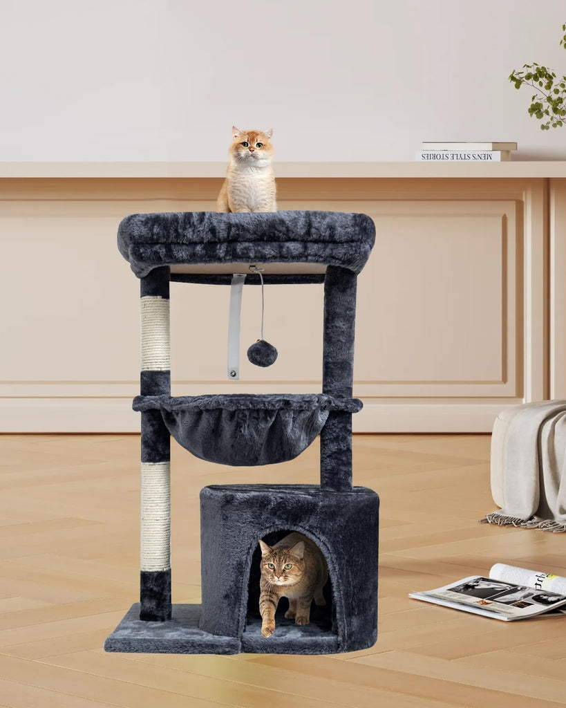 Small Cat Tree for Indoor Cats, Cat Tower with Scratching Post