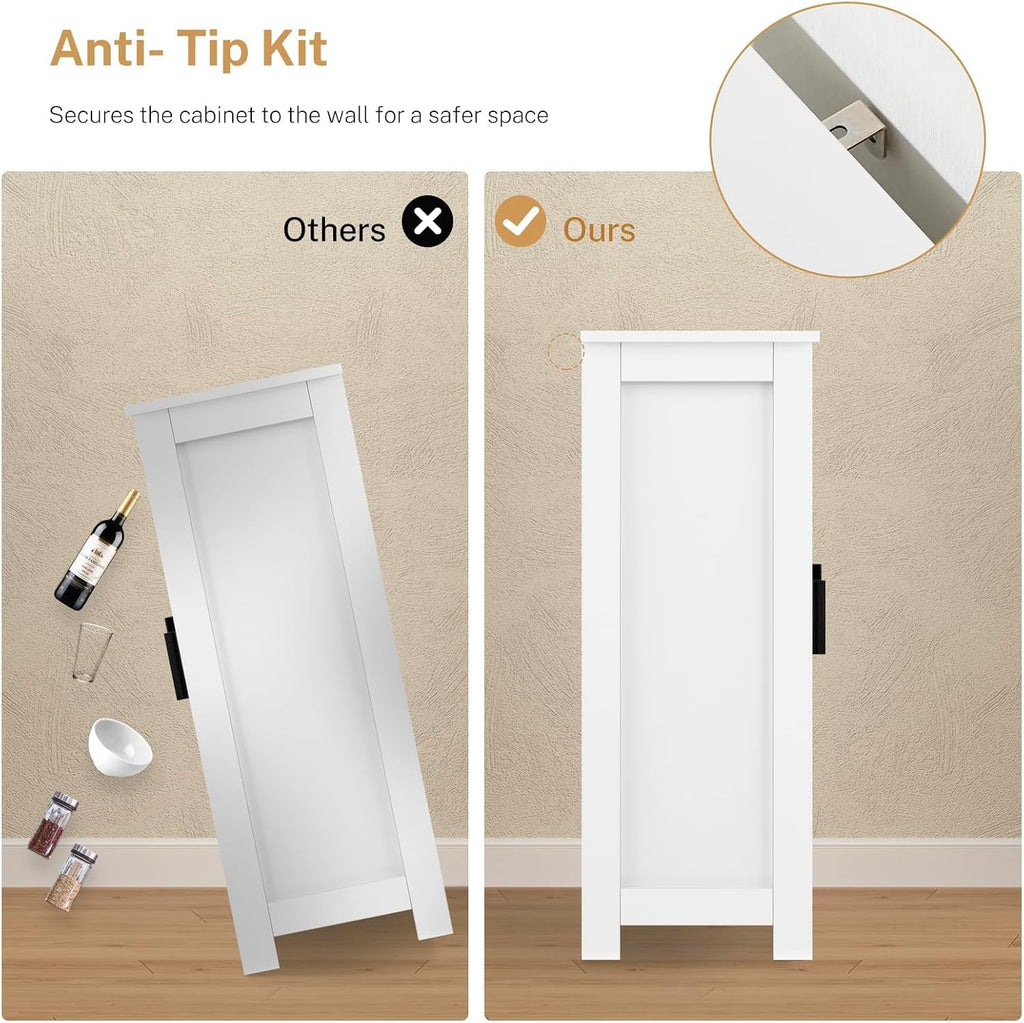 Storage Cabinet with 2 Doors and 4 Storage Shelves, Buffet Cabinet, Bathroom Cabinet , White