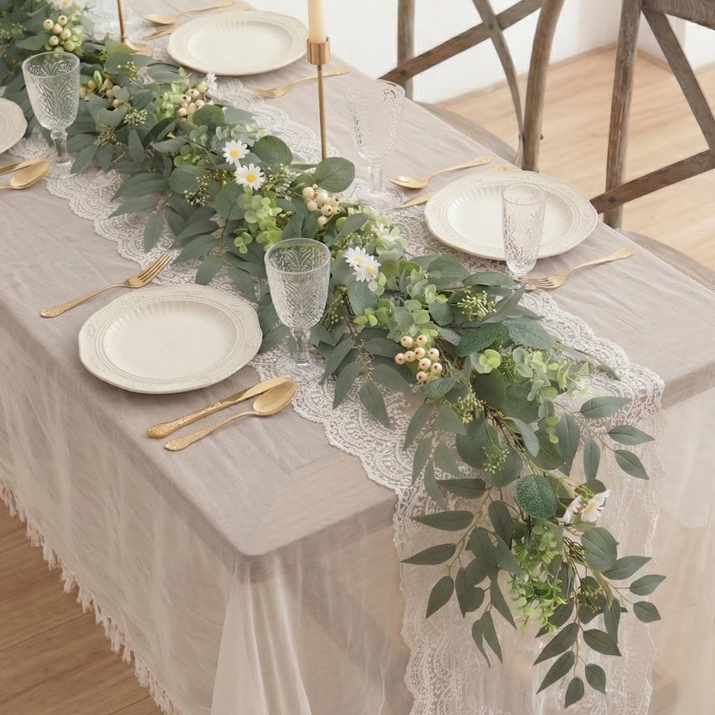 2-Pack 6 Ft Artificial Eucalyptus Garlands for Mantel Decor - Set of 2