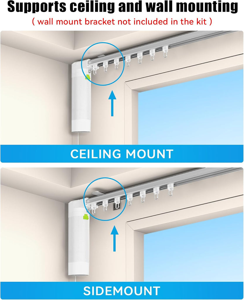 Smart Curtains System, Electric Curtain Track with Automated Rail, Motorized Curtain Rod with Remote Control, Works