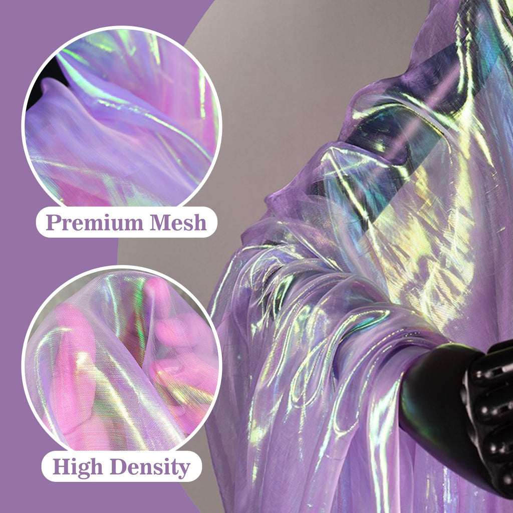3 Yard Sheer Magic Iridescent Laser Gradient Organza Fabric (Magic Purple)