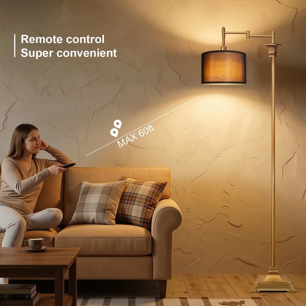 68" Floor Lamp with Remote Bedroom, Antique Gold
