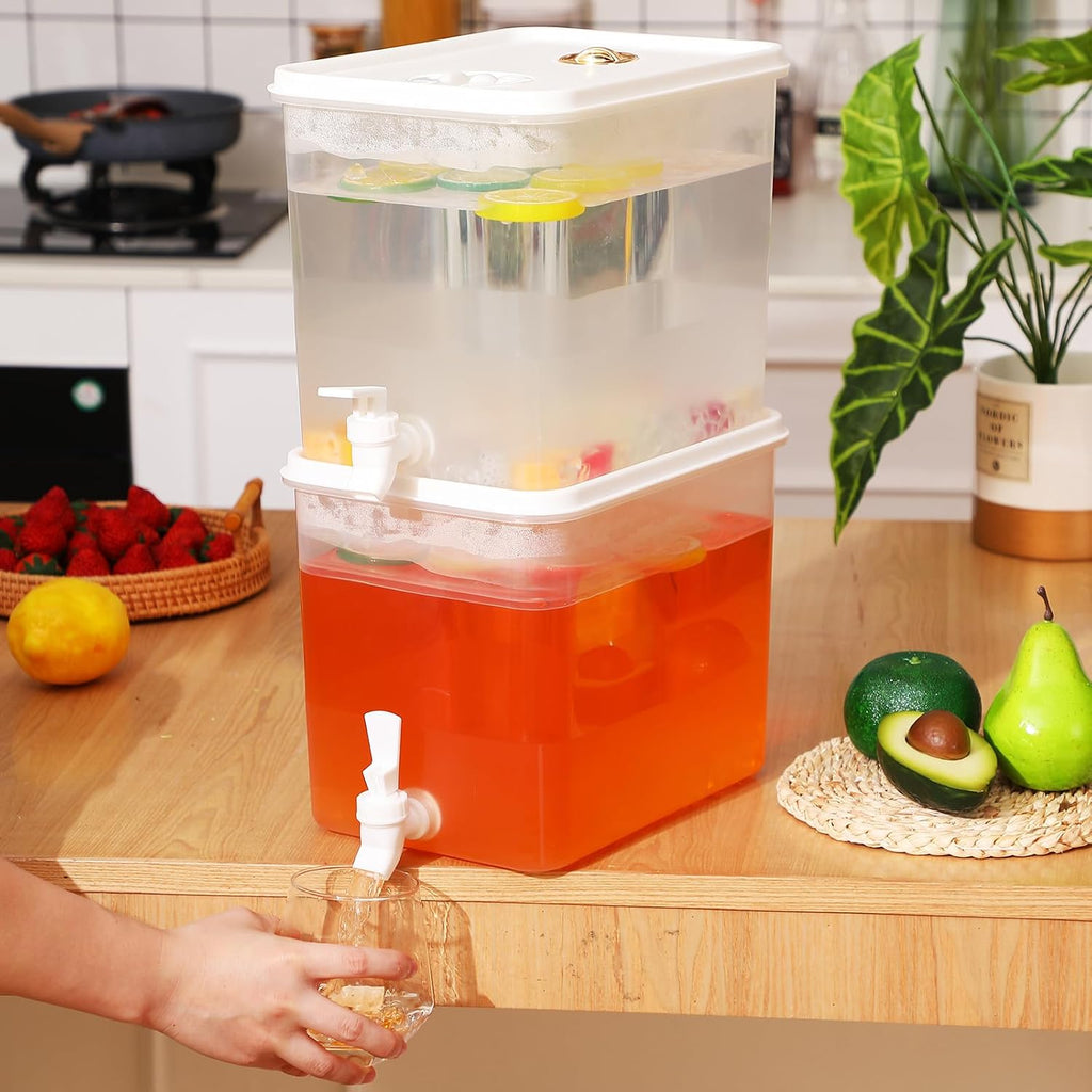 Gallon Fridge Beverage Drink Dispenser with Spigot Leak-proof Lids Filter Screen Juice Container Sealed - Set of 4