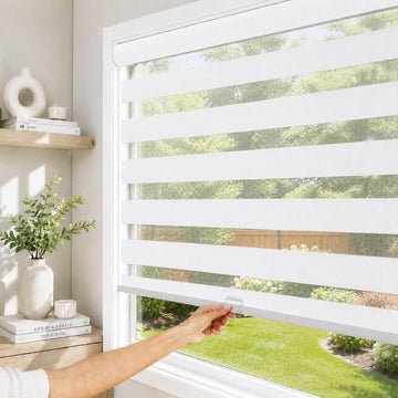 Zebra Blinds Cordless, Light Filtering, Tan Shade, 23W x 72H