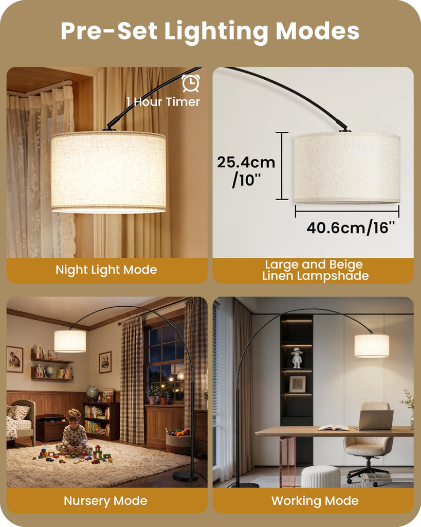 82" Tall Dimmable Arc Floor Lamp, Extra Large Arched lamp