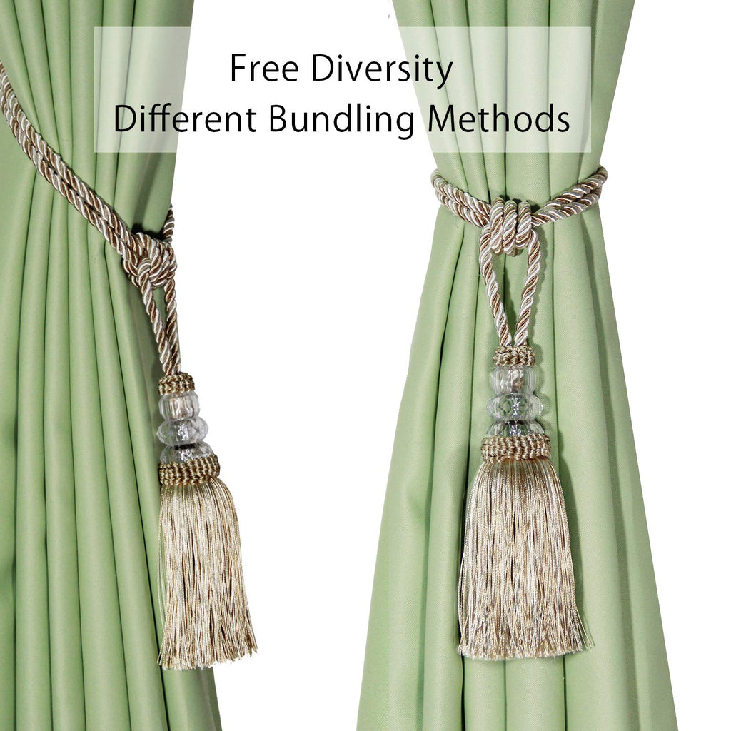 Curtain Tiebacks Hand-Woven Holdbacks Tassels Tiebacks - 2 Pack