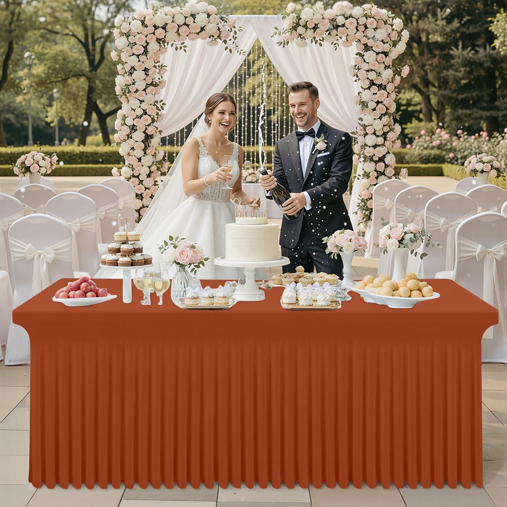 Spandex Elastic Fitted Table Cloth Skirt for 6FT Rectangle Table