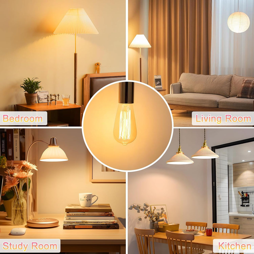 Edison Light Bulbs 5.5W, 60W Equivalent Dimmable Vintage LED Light Bulbs, 500LM E26 Medium Base Soft White 2700K LED