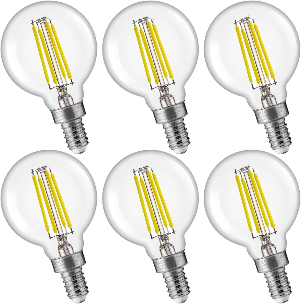60W Equivalent LED Globe Candelabra Bulbs, Dimmable G16.5 LED E12 Chandelier Light Bulbs, 550LM, CRI90, 5.5W, AC 120V
