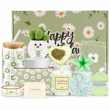 Birthday Gifts for Women, Unique Green Gift Baskets for Women