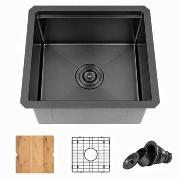 Black Undermount Bar Sink 17 inch, Stainless Steel Wet Bar Sink