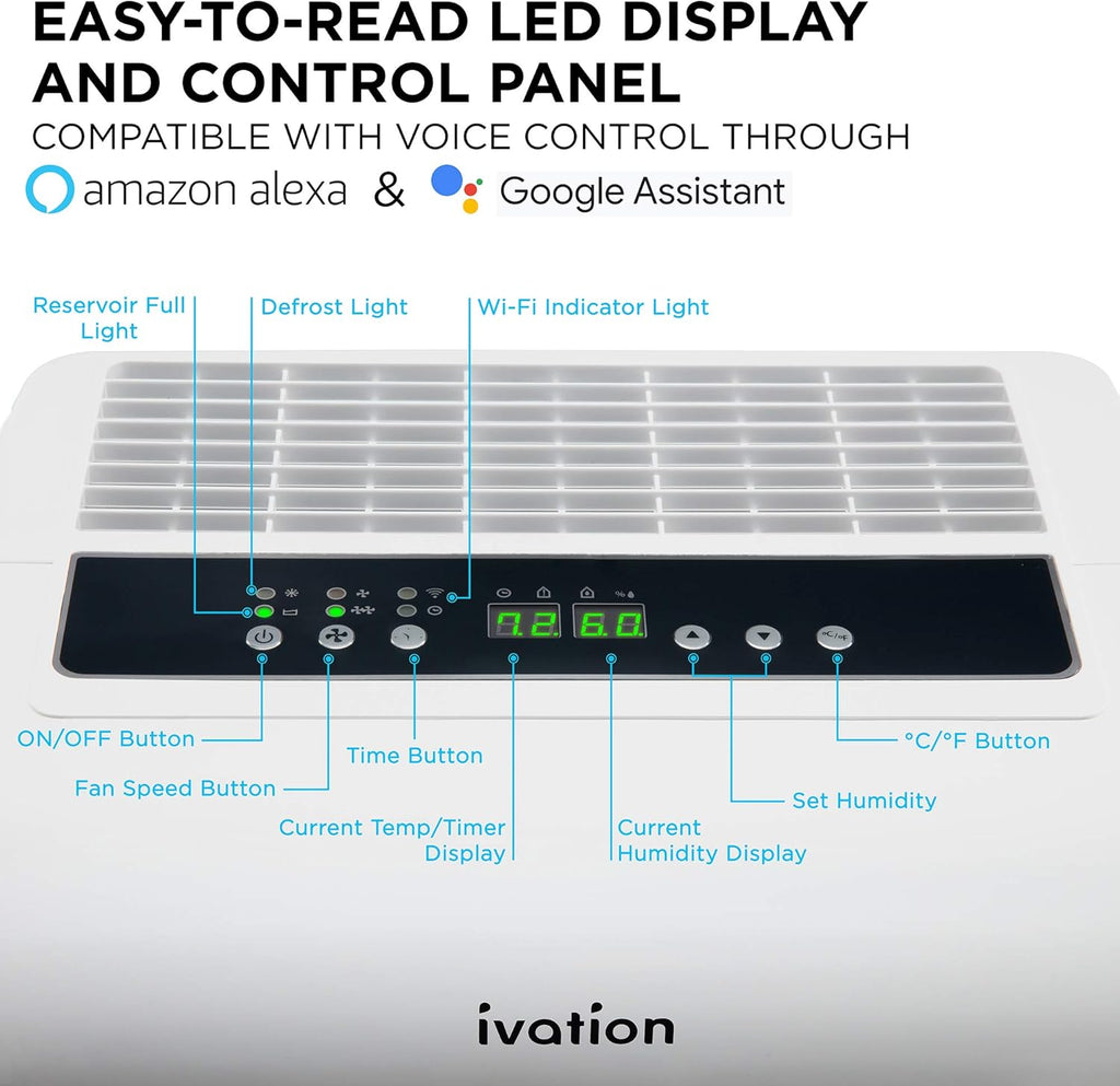4,500 Sq Ft Smart Wi-Fi Energy Star Dehumidifier with App, Continuous Drain Hose Connector, Programmable Humidity
