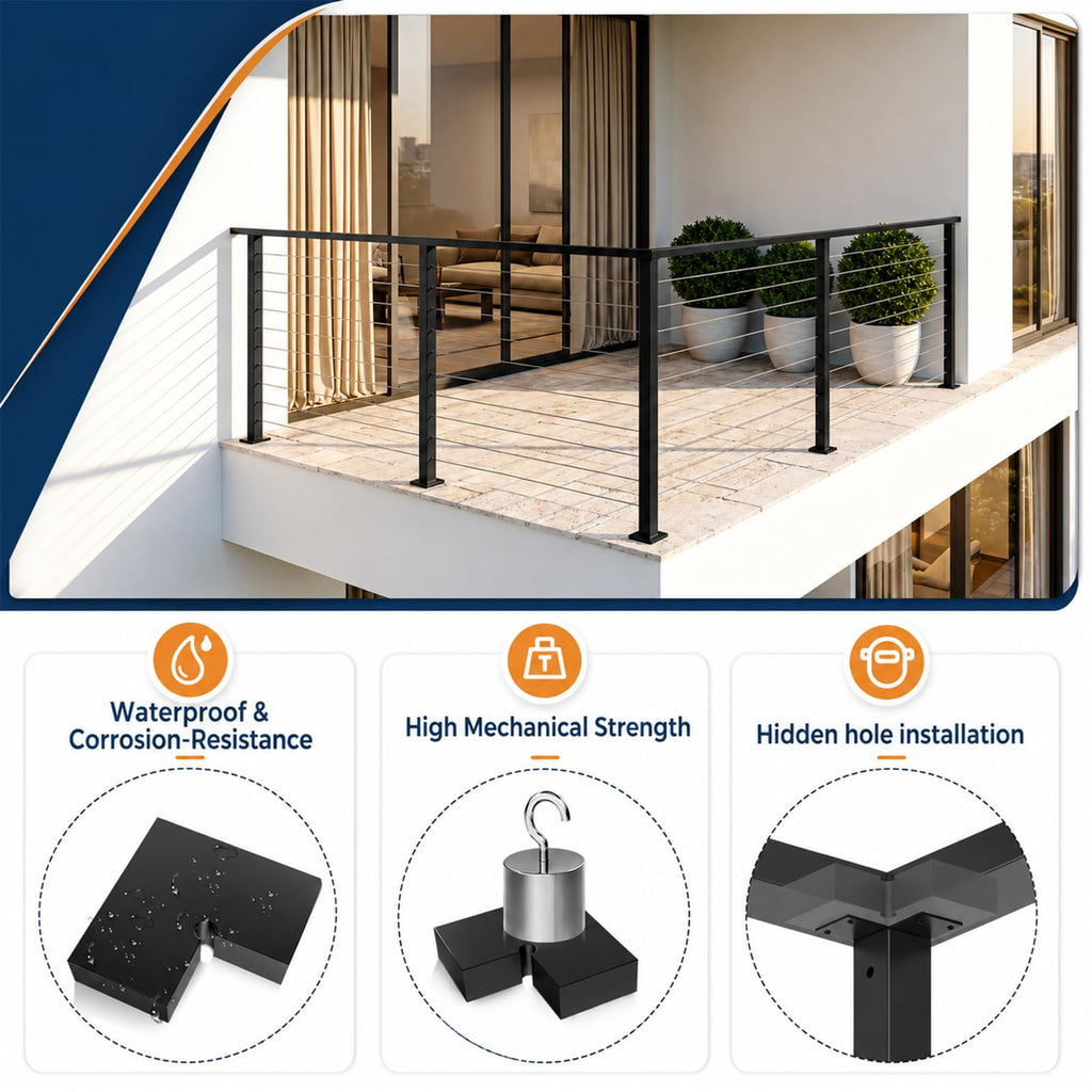 4 Pack Corner Connector for 2.36" x1.18" Stainless Steel Handrail