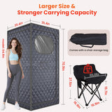 Portable Sauna for Home, Upgraded Personal Steam Sauna Box with 3L 1300W Steamer, Folding Chair