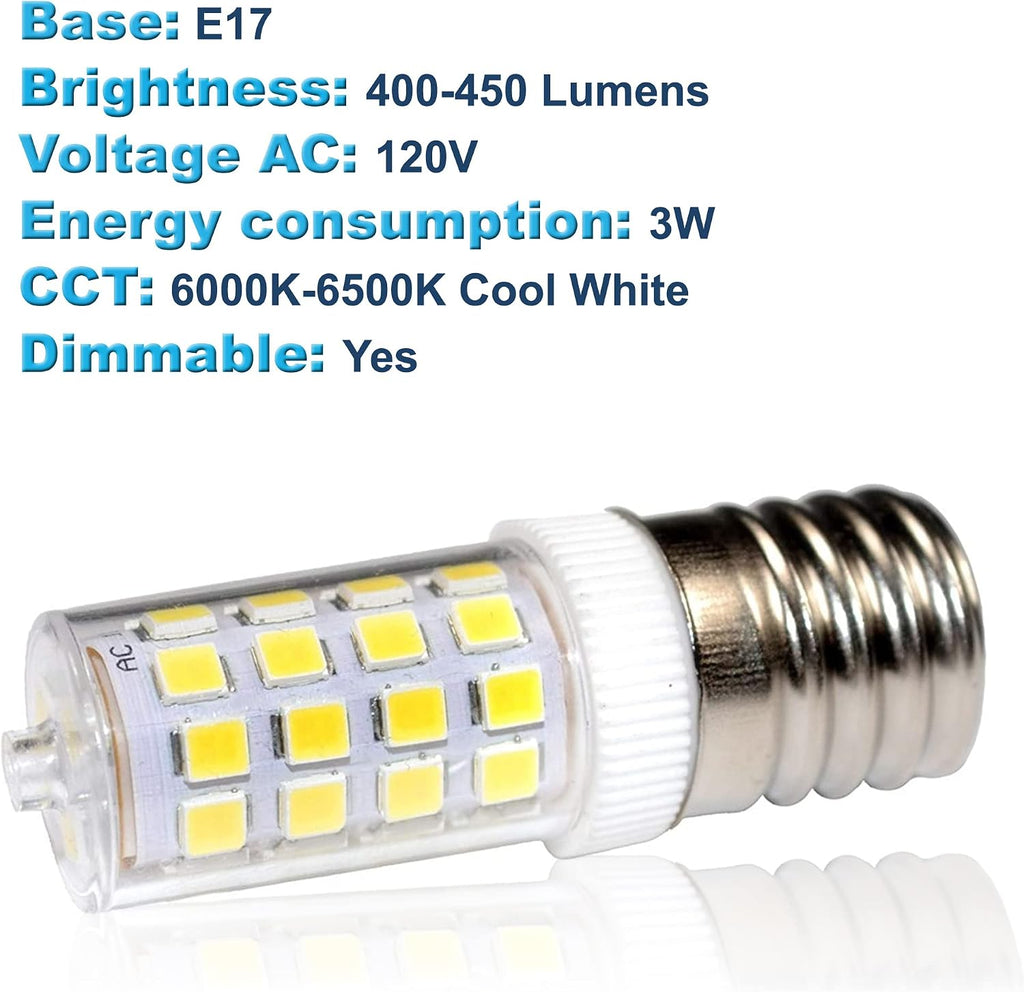 E17 Base 43 SMD 2835 LED Light Bulb Dimmable 110V Cool White Compatible with Microwave, Refrigerator, Kitchen Vent