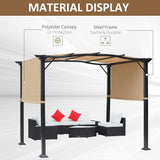 8' x 10' Retractable Pergola Canopy Steel Frame Polyester Fabric Gazebo with Retractable Canopy Shade Awning