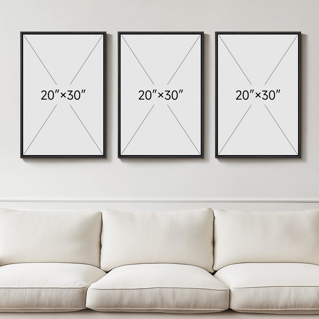 Large Framed Neutral Luxury Abstract Wall Art, 3 Piece Set, Each 20x30 In