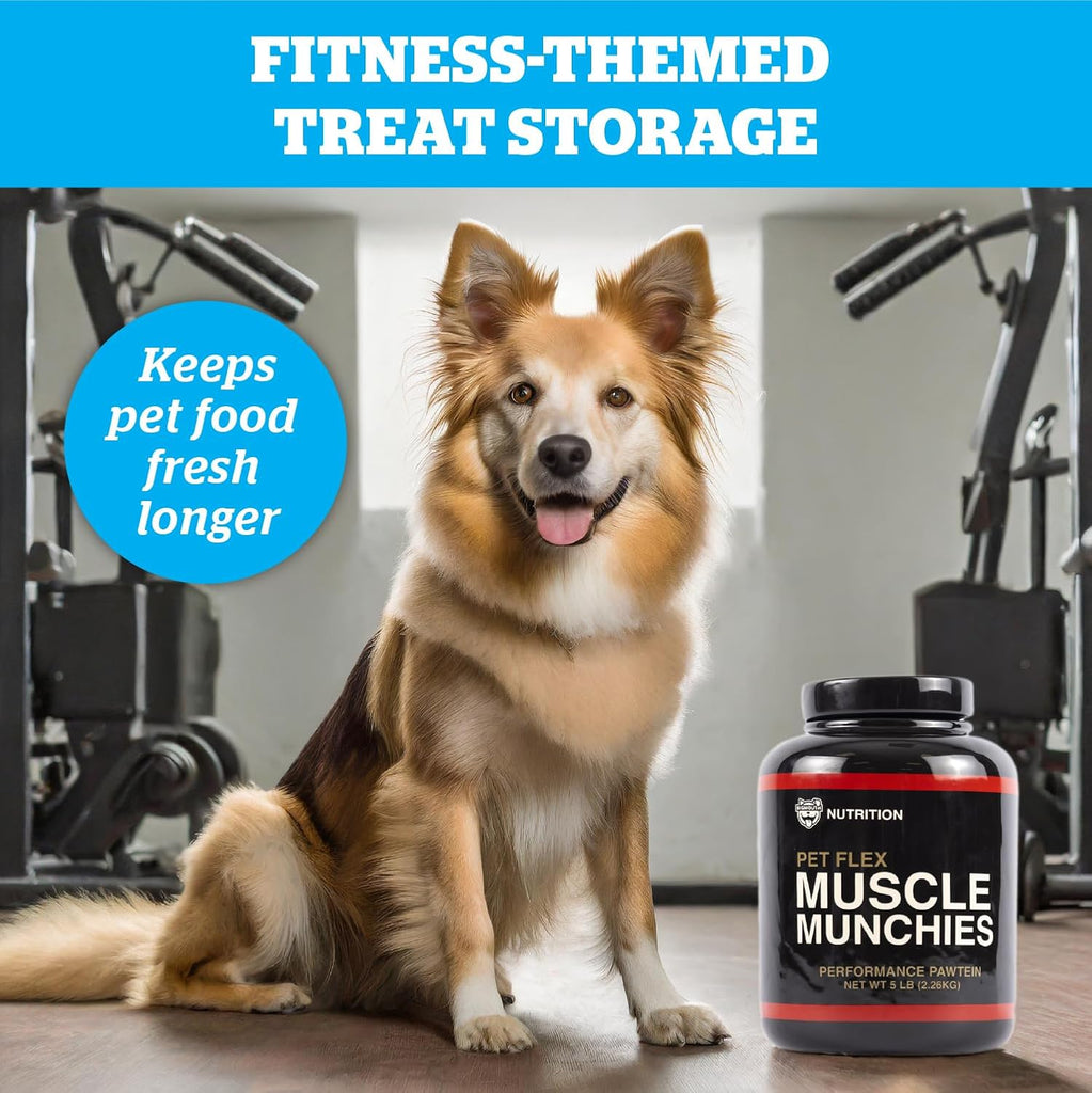 Muscle Munchies Treat Jar for Dogs, Funny Dog Treat Container, Air-tight Ceramic Jar, 8" x 6"