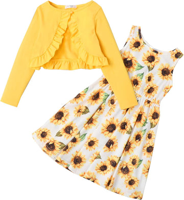 Toddler Dress and Cardigan Girl Sleeveless Sundress and Shrug Sets