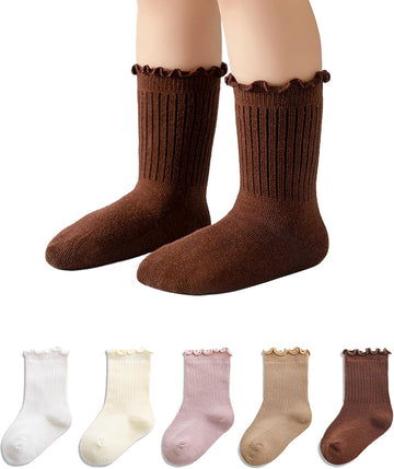 Toddler Ruffle Socks Cute Baby Gril Dress Socks Frilly Cotton Crew