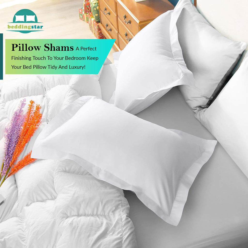 King Pillow Shams 20x36 Set of 2 White 600 TC 100% Egyptian Cotton