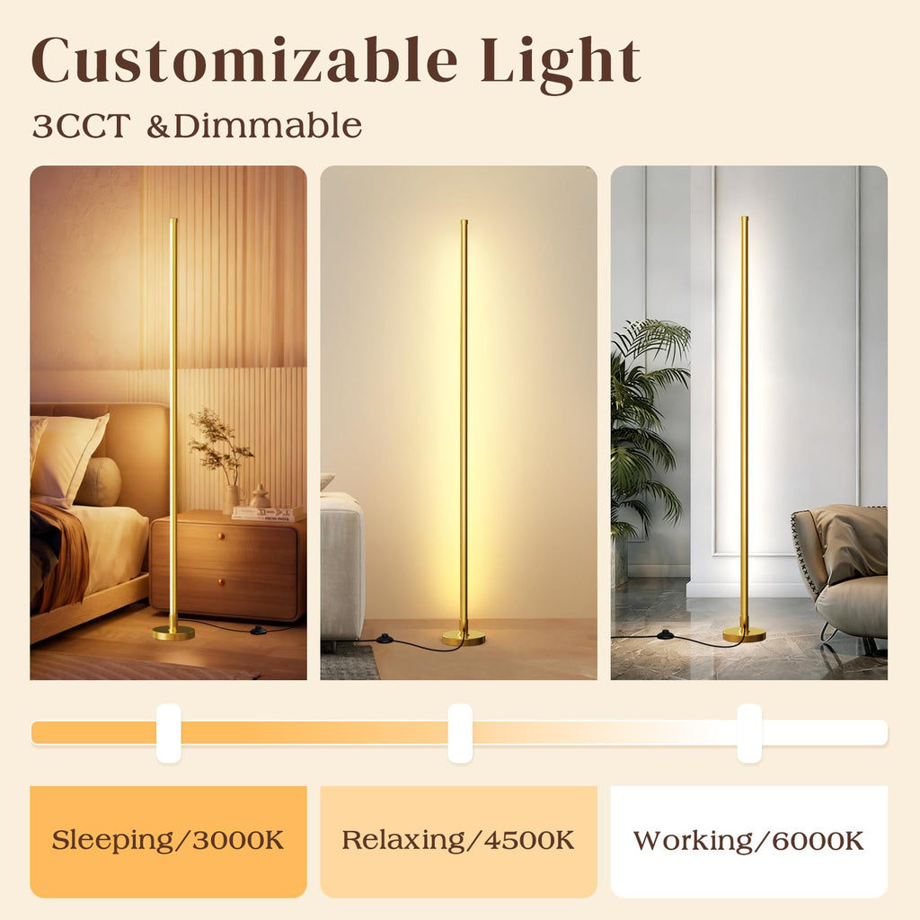 Corner Lamp, Minimalist Floor Lamp, gold, 1 pack
