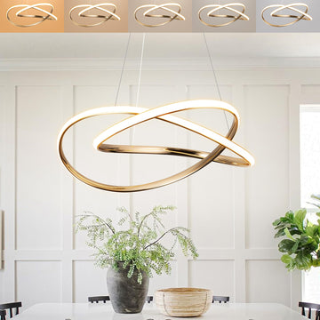 Modern LED Chandelier Pendant Light Fixture 40W, Gold