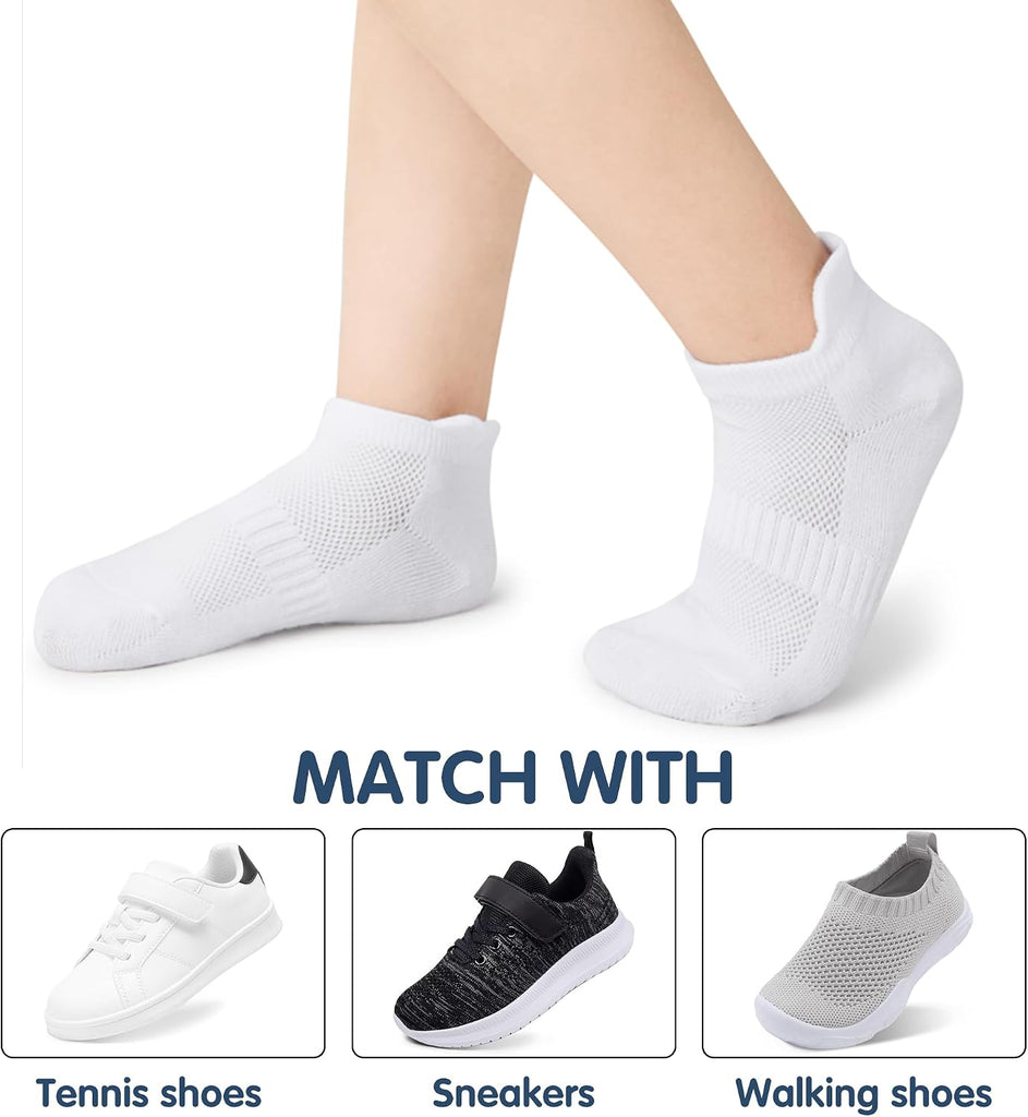 Boys Girls Ankle Socks: 9 Pairs Cotton Athletic Socks for Kids