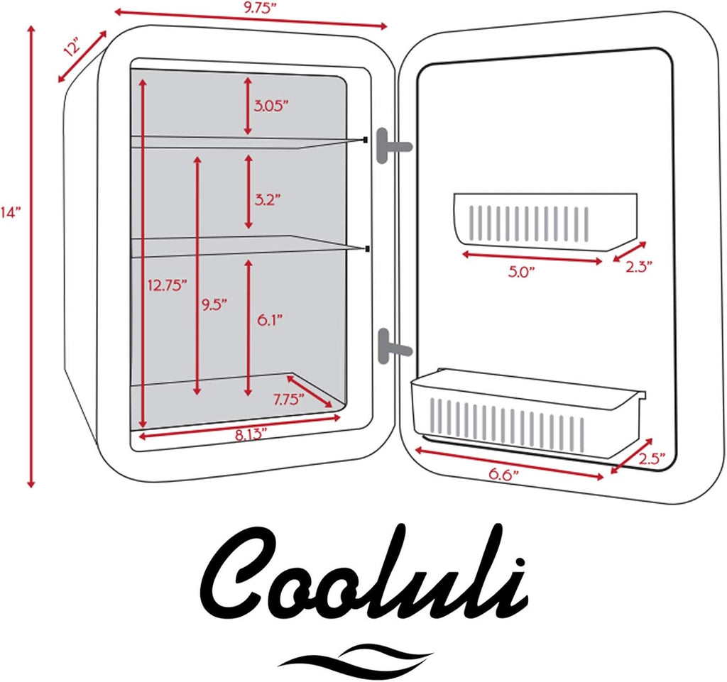 15L Mini Fridge for Bedroom - Car, Office Desk & College Dorm Room - 12V Portable Cooler & Warmer for Food, Drinks