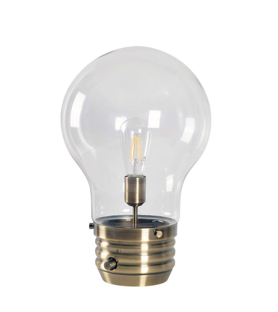 Edison Table Lamp with Antique Brass Finish, Rustic Style, 18" Height, 11.438" Width, 11.438" Depth