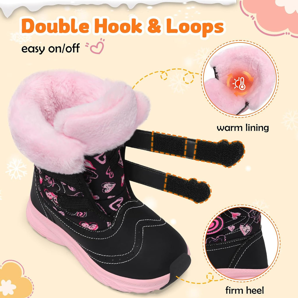 Toddler Girl Boots Kids Snow Boots Fuzzy Winter Shoes