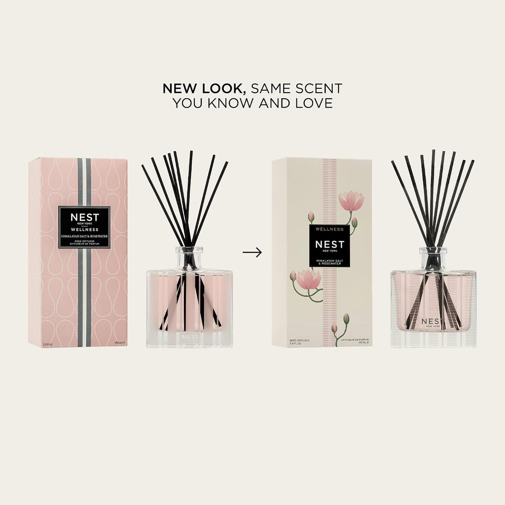 Reed Diffuser, Himalayan Salt & Rosewater - The Wellness Collection - 5.9 fl oz - Fragrance for Up to 90 Days - Set of 59