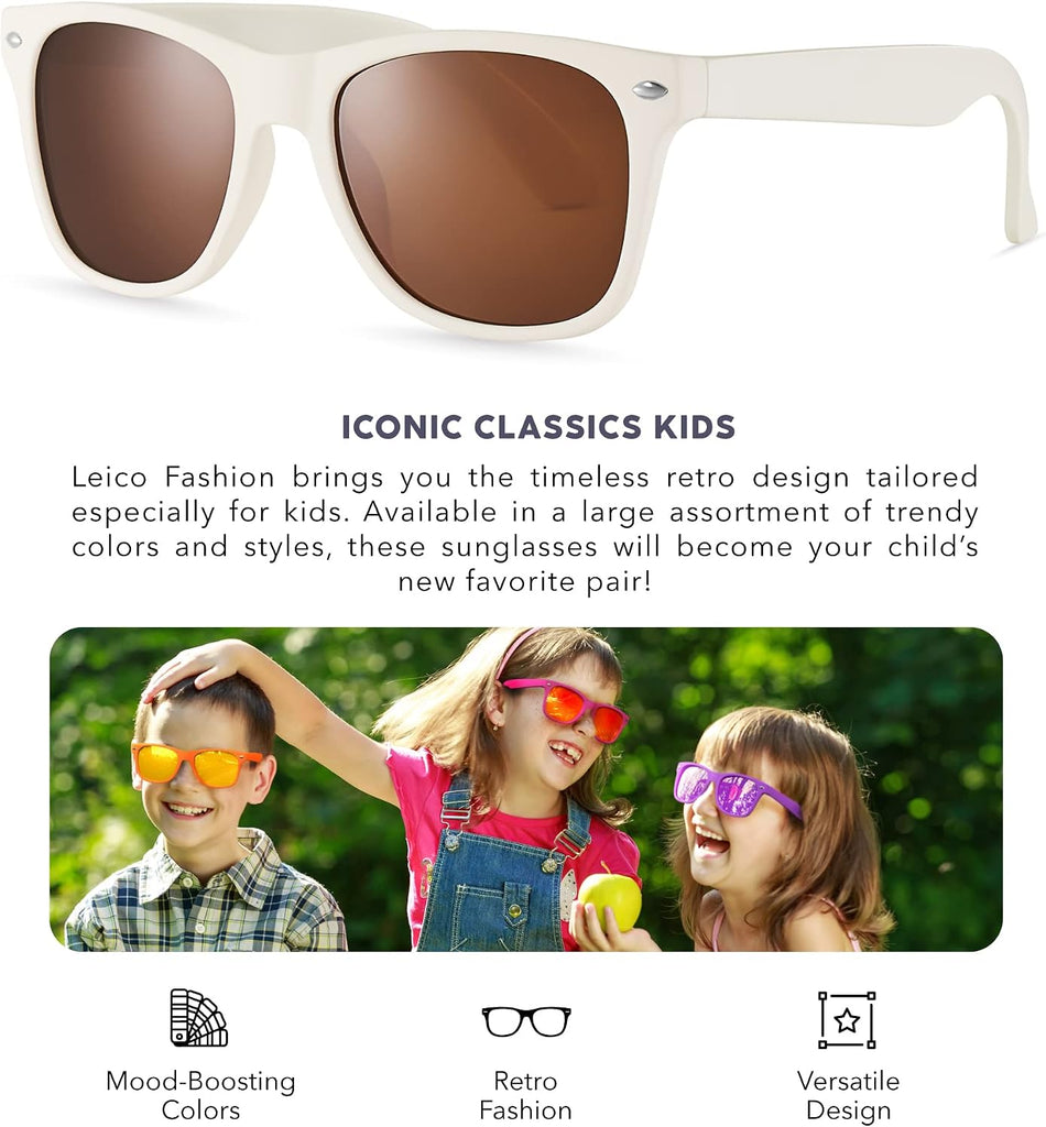 Classic Polarized Kids Sunglasses for Boys Girls UV400 Protection