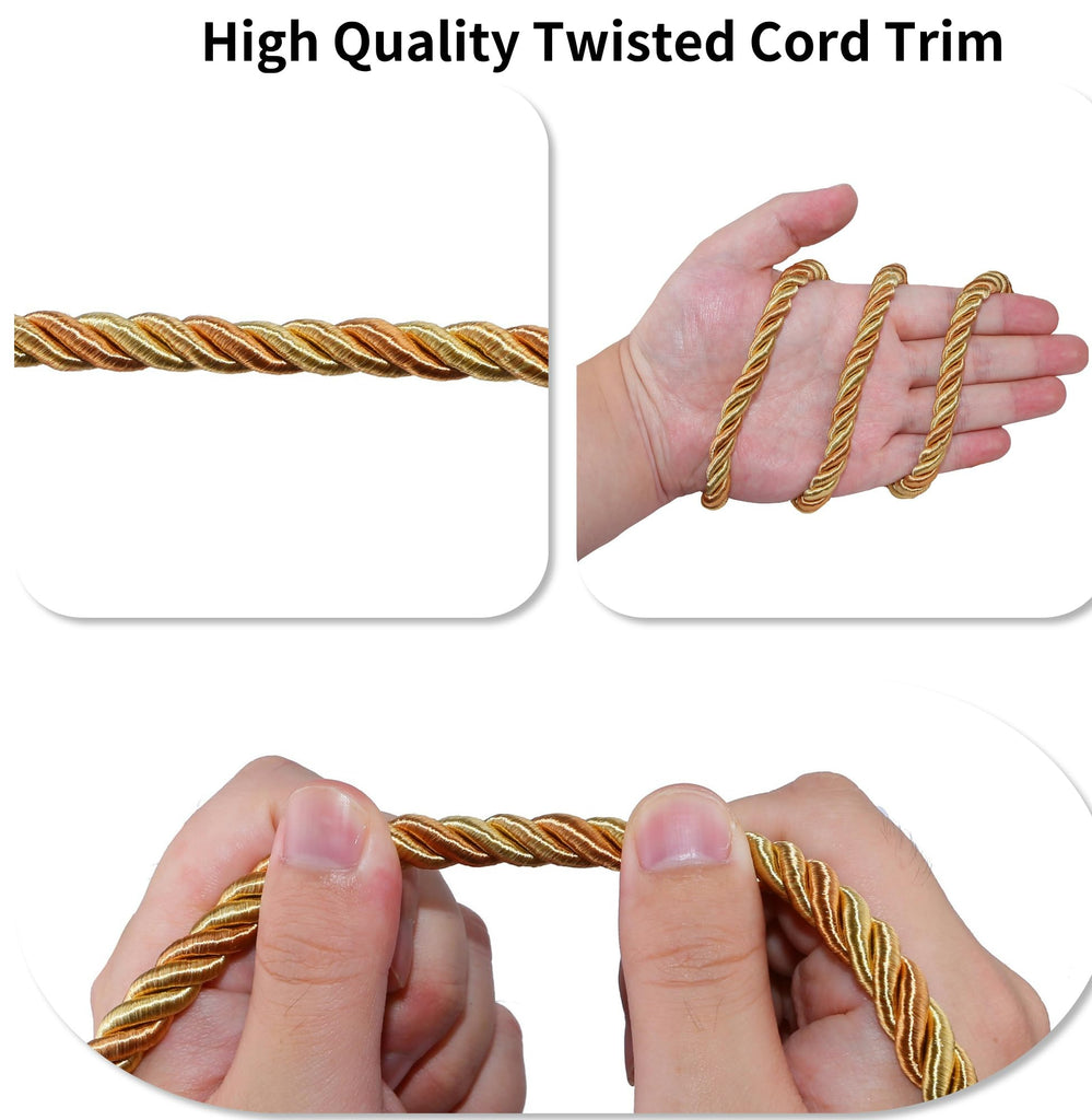 M Twisted Cord Trim Rope(Mix Gold) - 10 Yards 8m