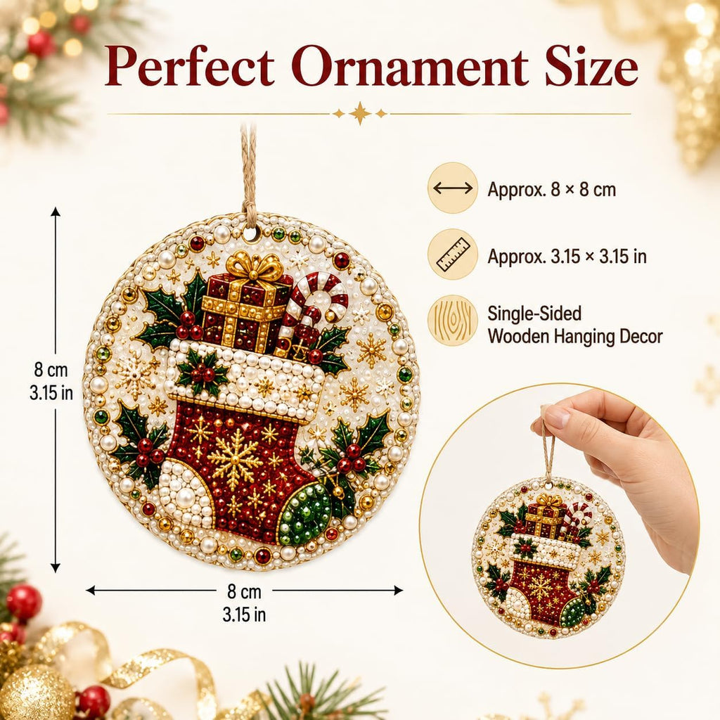 Christmas Wooden Ornaments DIY Pearl Diamond Painting Kit 11 - Set of 6