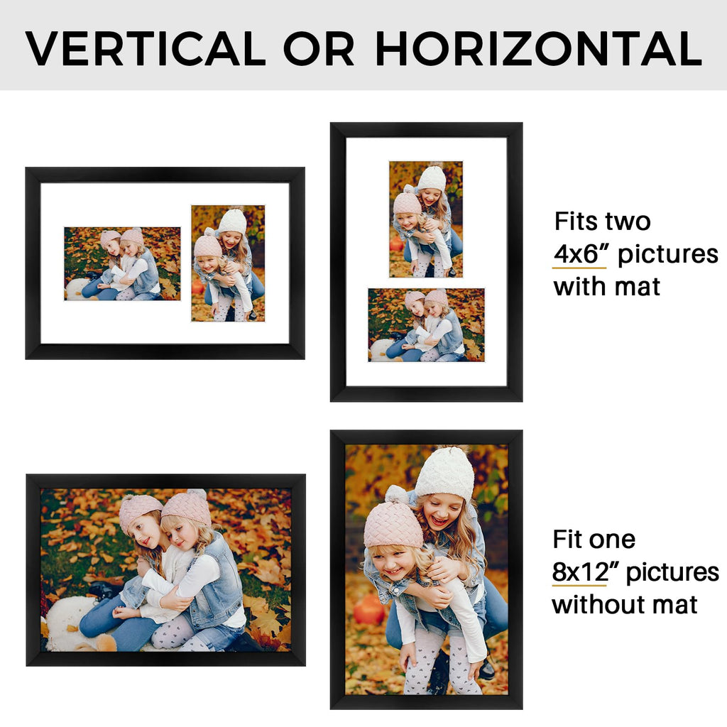 4x6 Collage Picture Frame, Solid Wood&Real Glass, 2 Photos
