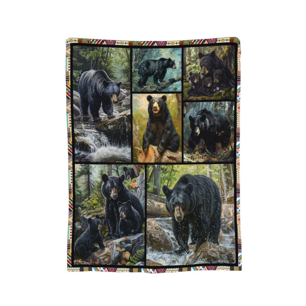 Black Bear Blanket Bears Throw Blanket Gifts for Wildlife Cabin Lodge Lover Soft Fleece Flannel Stuff Plush Throws