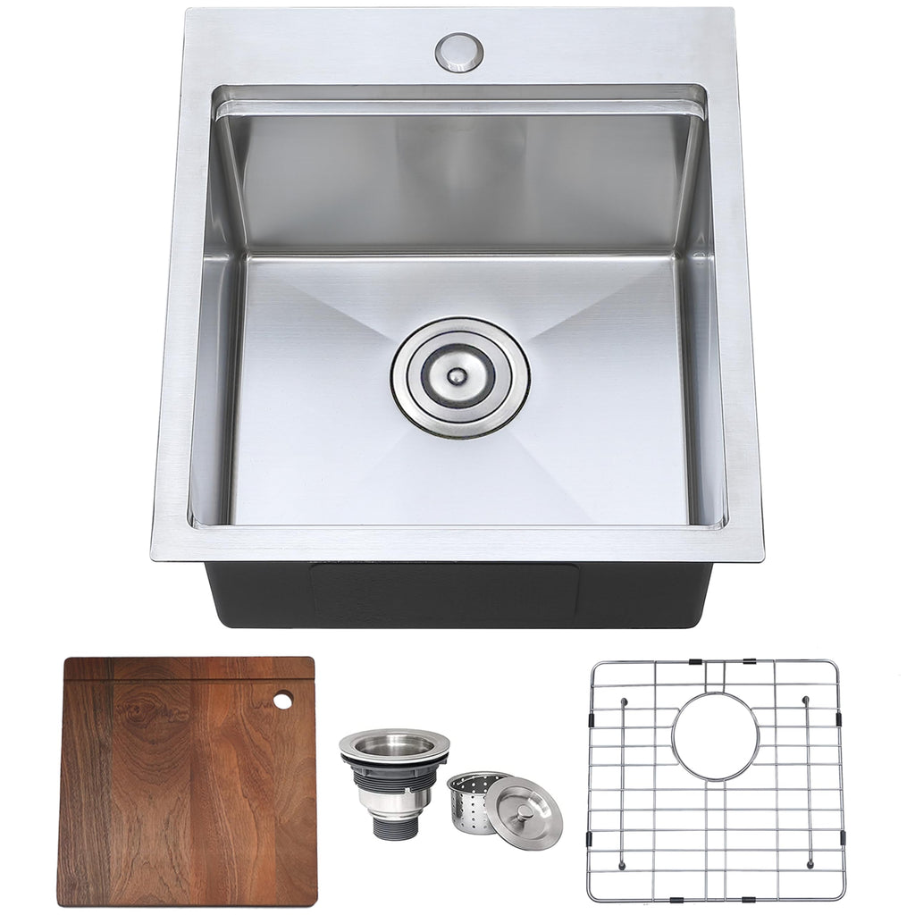 17x19 Inch Drop in Bar Sink Brushed Nickel