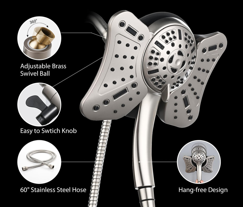 Shower Head with Handheld Spray - Dual High Pressure Showerhead