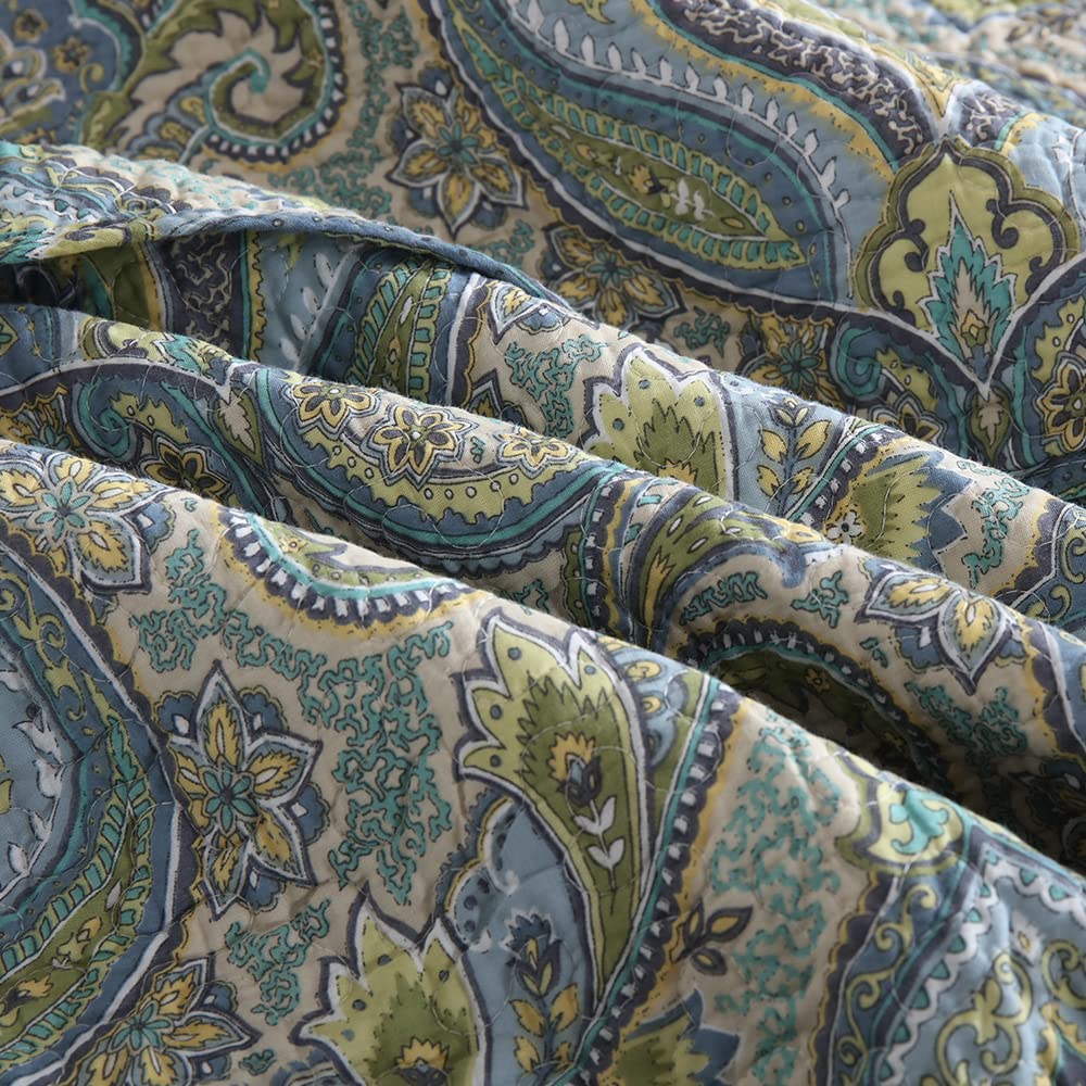 Bedspread Quilt Sets, 3 Pieces Reversible Comforter Coverlet Sets, Classical Damask Paisley