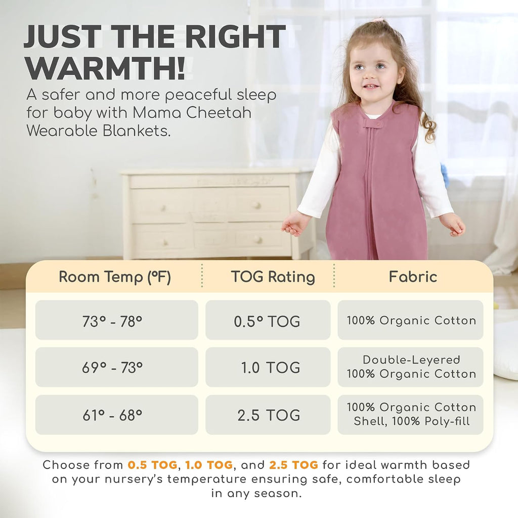 Organic Cotton Toddler Sleep Sack with Feet 1.0 TOG Wearable Blanket Pack